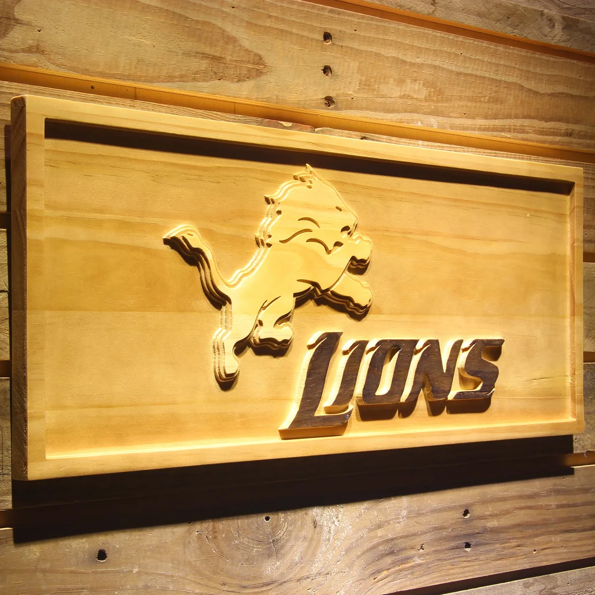 Detroit Lions 2 Wood Sign