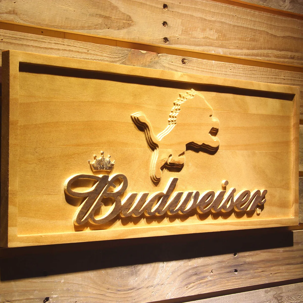 Detroit Lions Budweiser Wood Sign