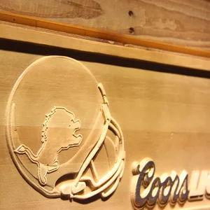 Detroit Lions Coors Light Helmet Wood Sign