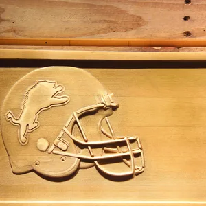 Detroit Lions Helmet Wood Sign