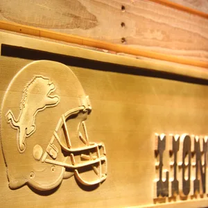 Detroit Lions Helmet Wood Sign