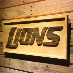 Detroit Lions Text Wood Sign