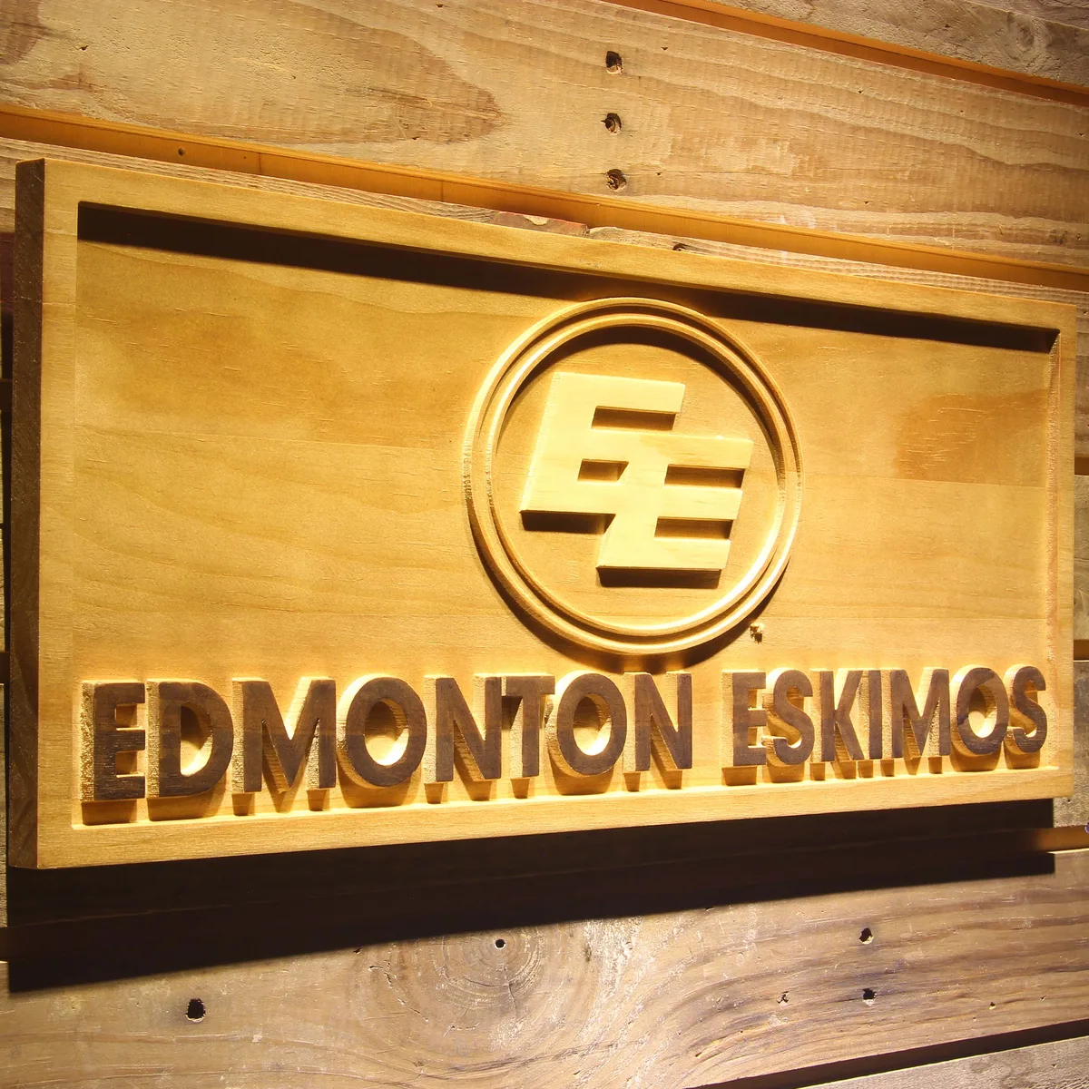 Edmonton Eskimos Wood Sign