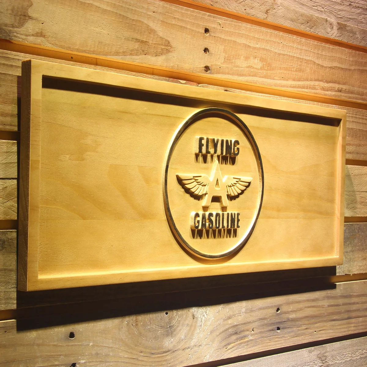 Flying A Gasoline Wood Sign