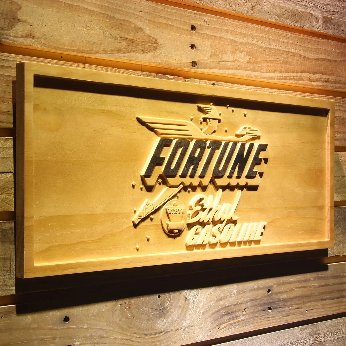 Fortune Ethyl Gasoline Wood Sign