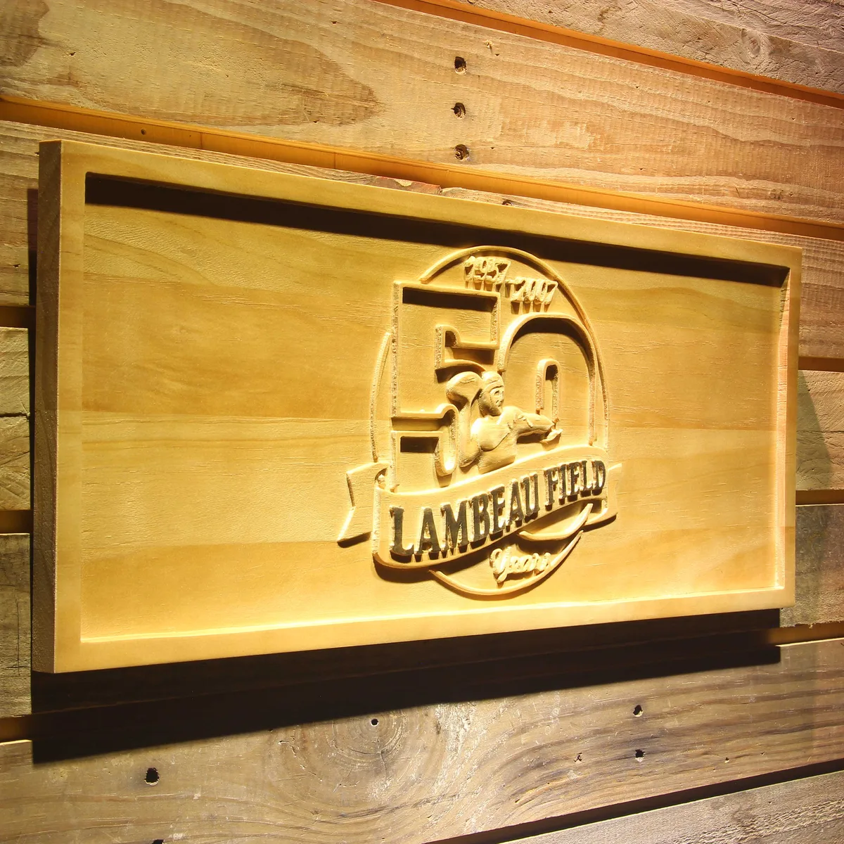 Green Bay Packers Lambeau Field 50th Anniversary Wood Sign - Legacy Edition