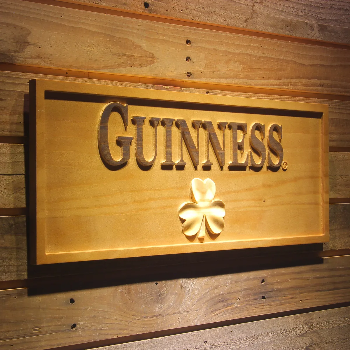 Guinness Shamrock Wood Sign