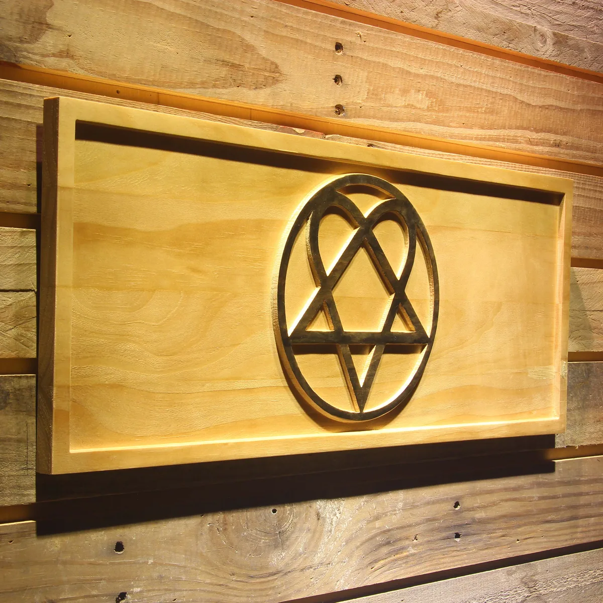 HIM Heartagram Wood Sign