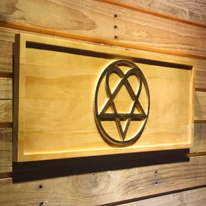 HIM Heartagram Wood Sign