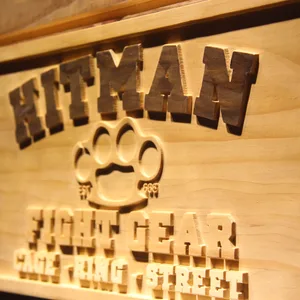 Hitman Fight Gear Wood Sign