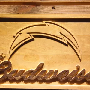 Los Angeles Chargers Budweiser Wood Sign