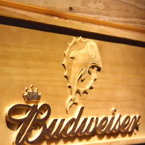 Miami Dolphins Budweiser Wood Sign - Legacy Edition