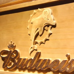 Miami Dolphins Budweiser Wood Sign - Legacy Edition