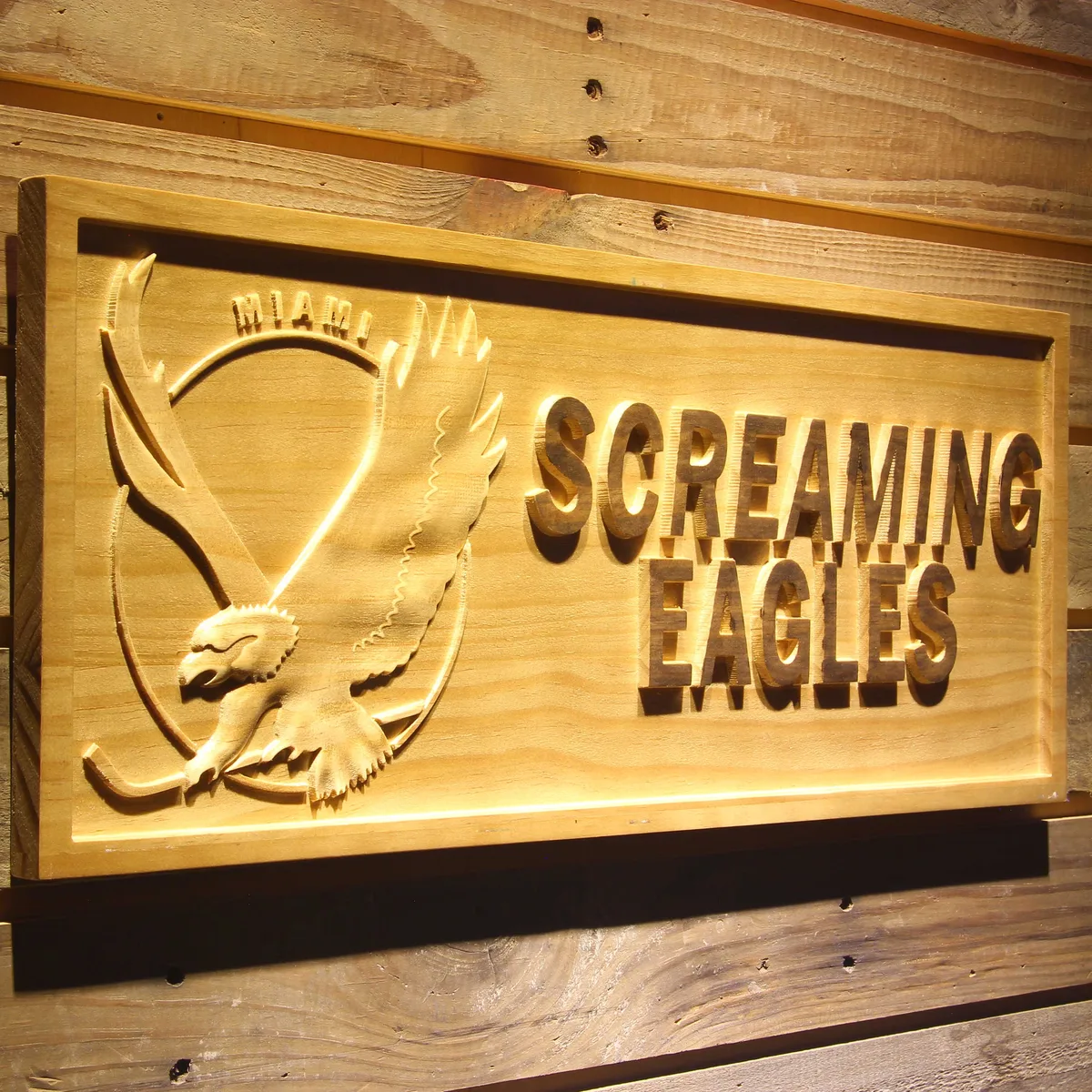 Miami Screaming Eagles Wood Sign - Legacy Edition