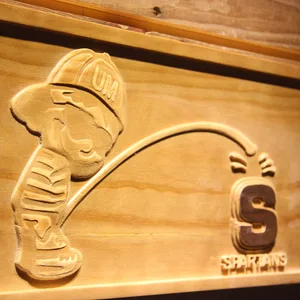 Michigan Wolverines Calvin vs Spartans Wood Sign