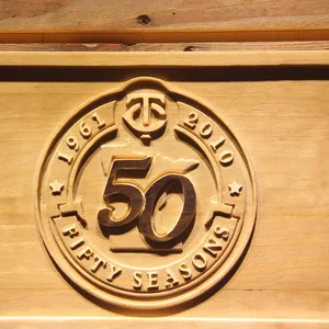 Minnesota Twins 50th Season Logo Wood Sign - Legacy Edition