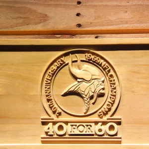 Minnesota Vikings 1969 NFL Championship 20th Anniversary Wood Sign - Legacy Edition