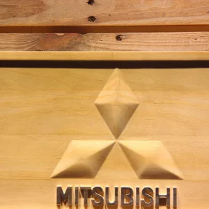 Mitsubishi Wood Sign