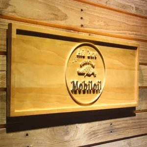 Mobiloil Wood Sign