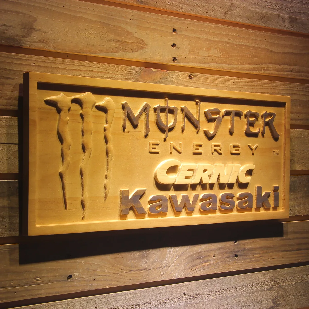 Monster Energy Cernic Kawasaki Wood Sign