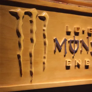 Monster Energy Lo-Carb Wood Sign