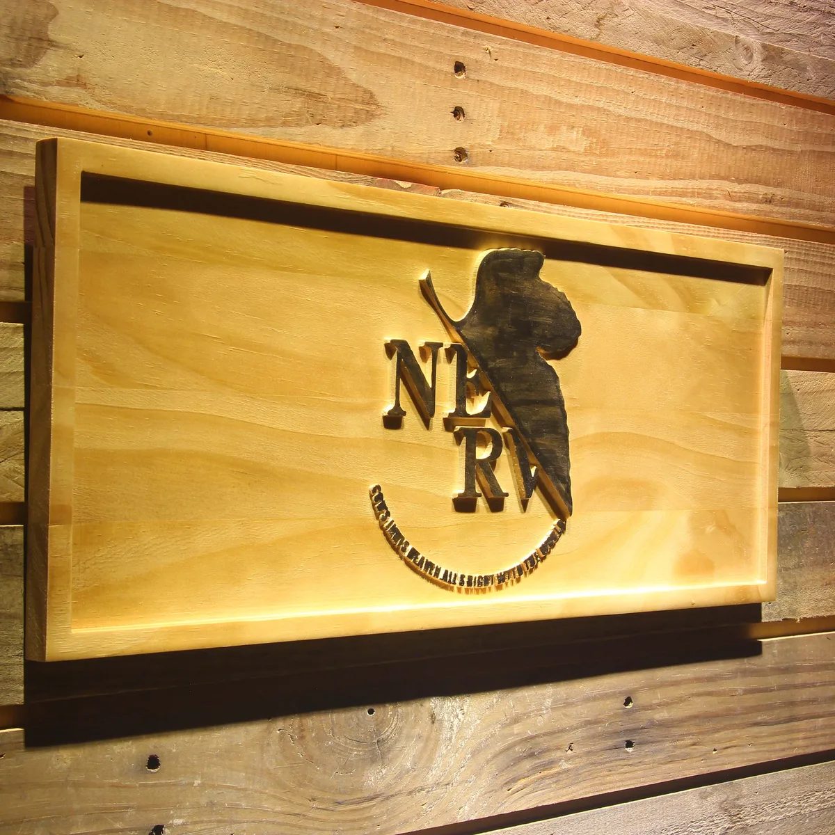 Neon Genesis Evangelion Nerv Wood Sign