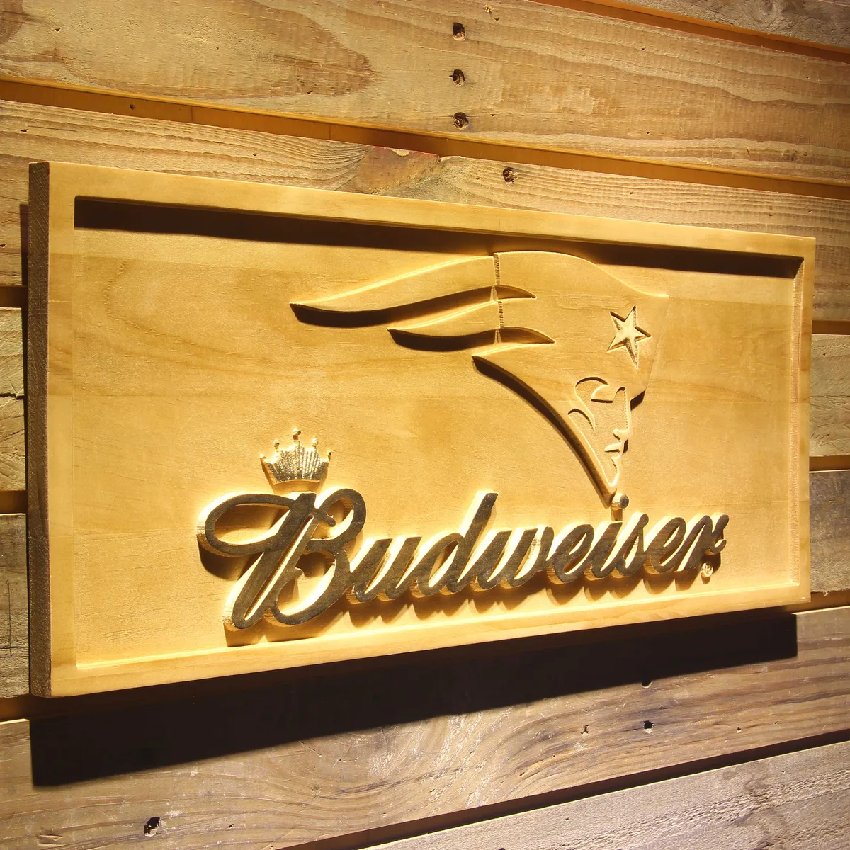 New England Patriots Budweiser Wood Sign