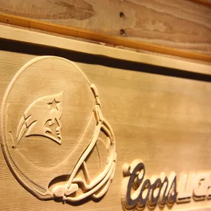 New England Patriots Coors Light Helmet Wood Sign