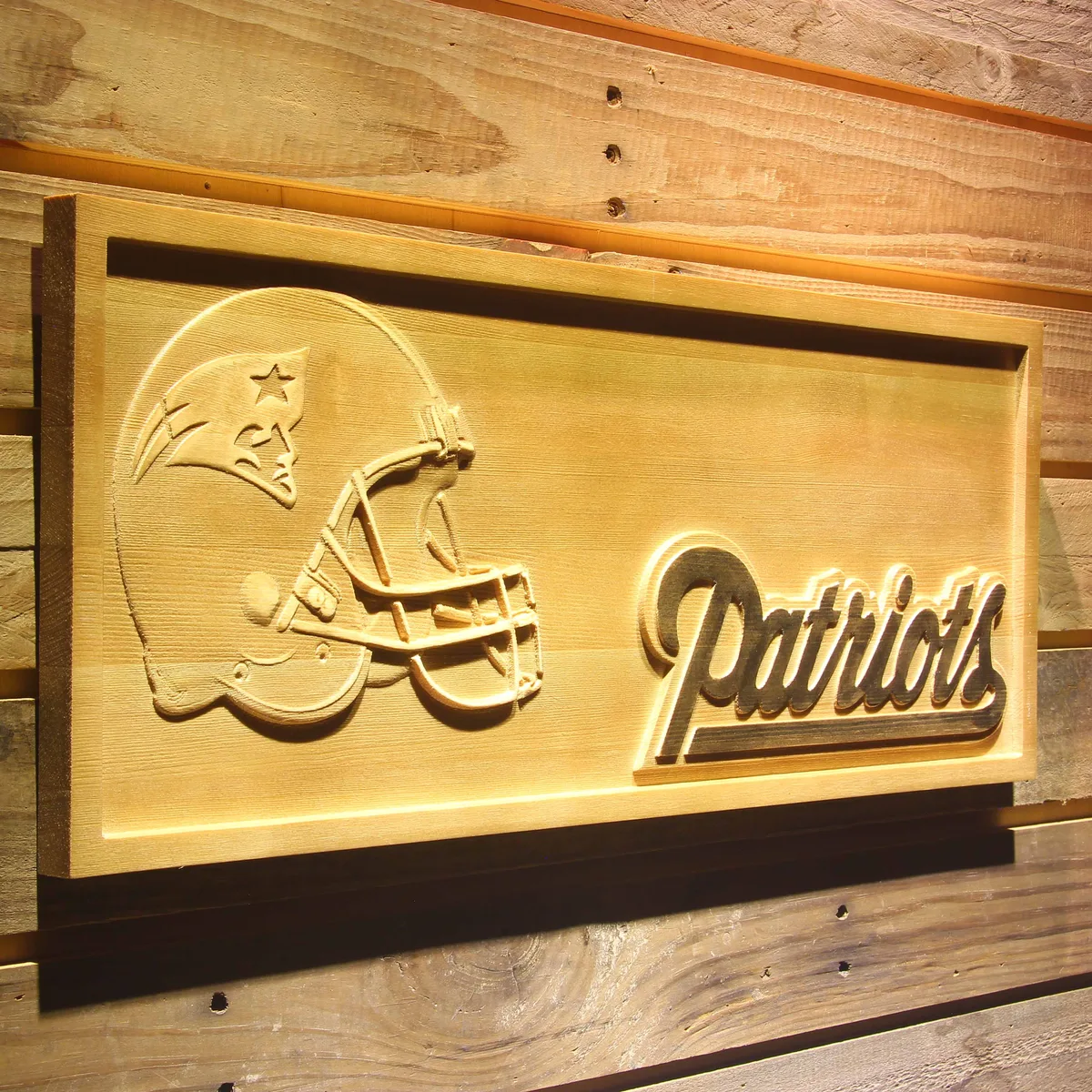 New England Patriots Helmet Wood Sign