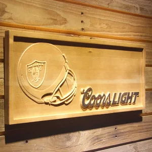 Oakland Raiders Coors Light Helmet Wood Sign