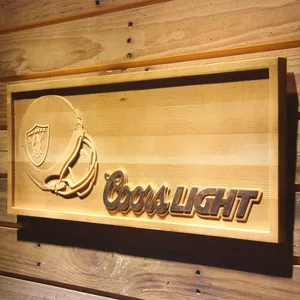 Oakland Raiders Coors Light Helmet Wood Sign