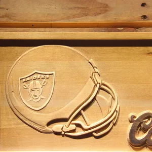 Oakland Raiders Coors Light Helmet Wood Sign