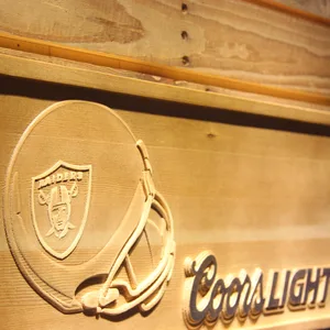 Oakland Raiders Coors Light Helmet Wood Sign