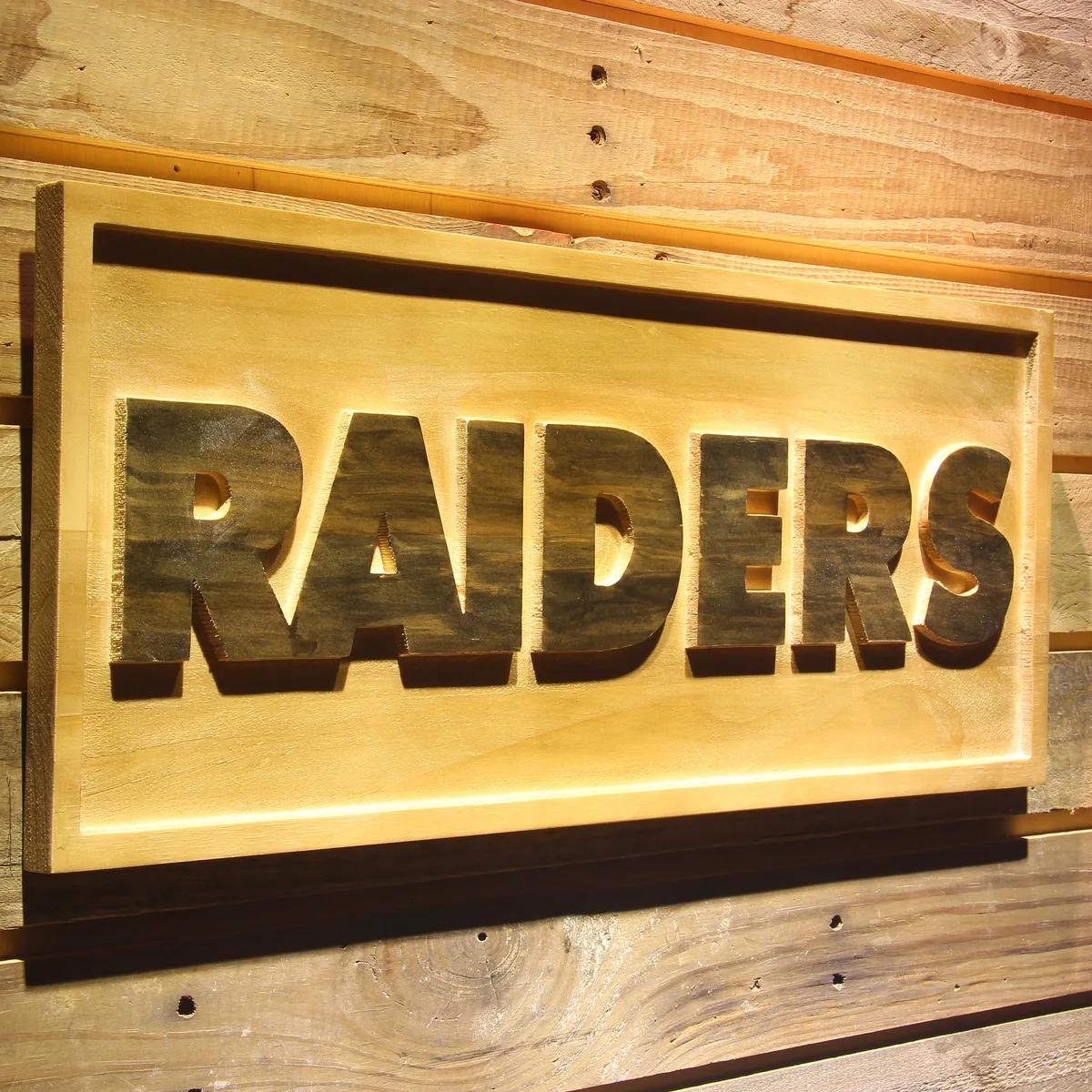 Oakland Raiders Text Wood Sign