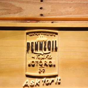 Pennzoil Ask For It Wood Sign