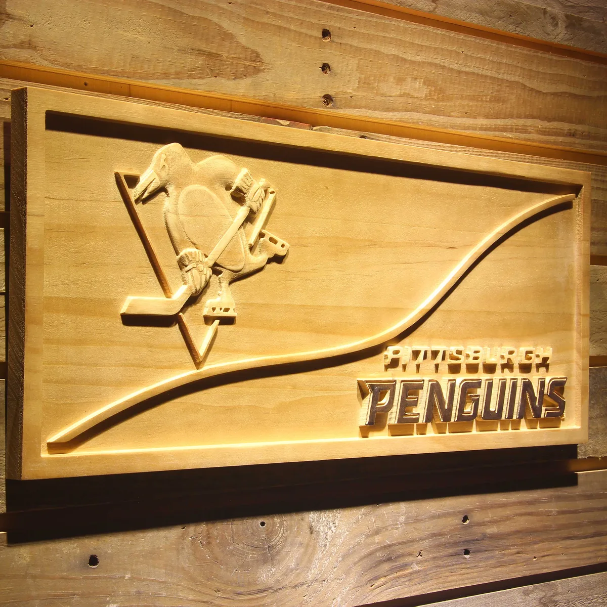 Pittsburgh Penguins Split Wood Sign