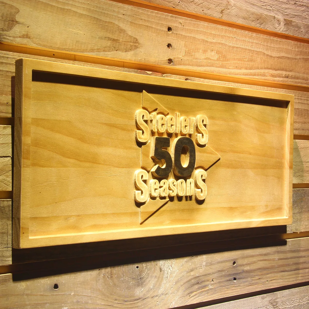 Pittsburgh Steelers 50th Anniversary Logo Wood Sign - Legacy Edition