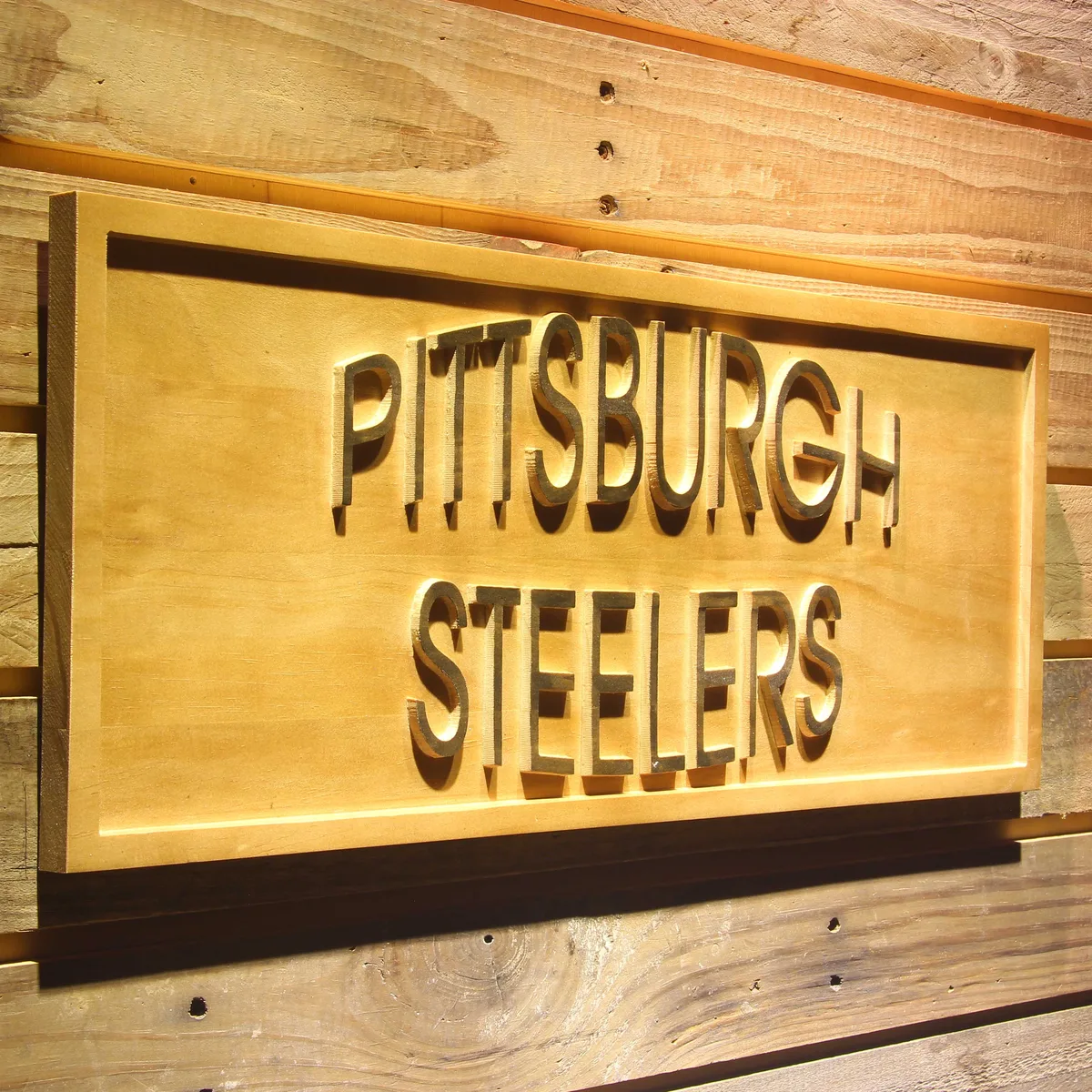 Pittsburgh Steelers Text Wood Sign