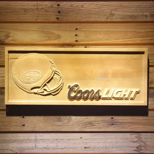 San Francisco 49ers Coors Light Helmet Wood Sign