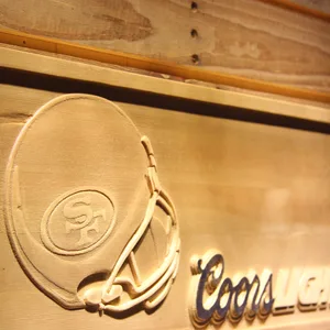 San Francisco 49ers Coors Light Helmet Wood Sign