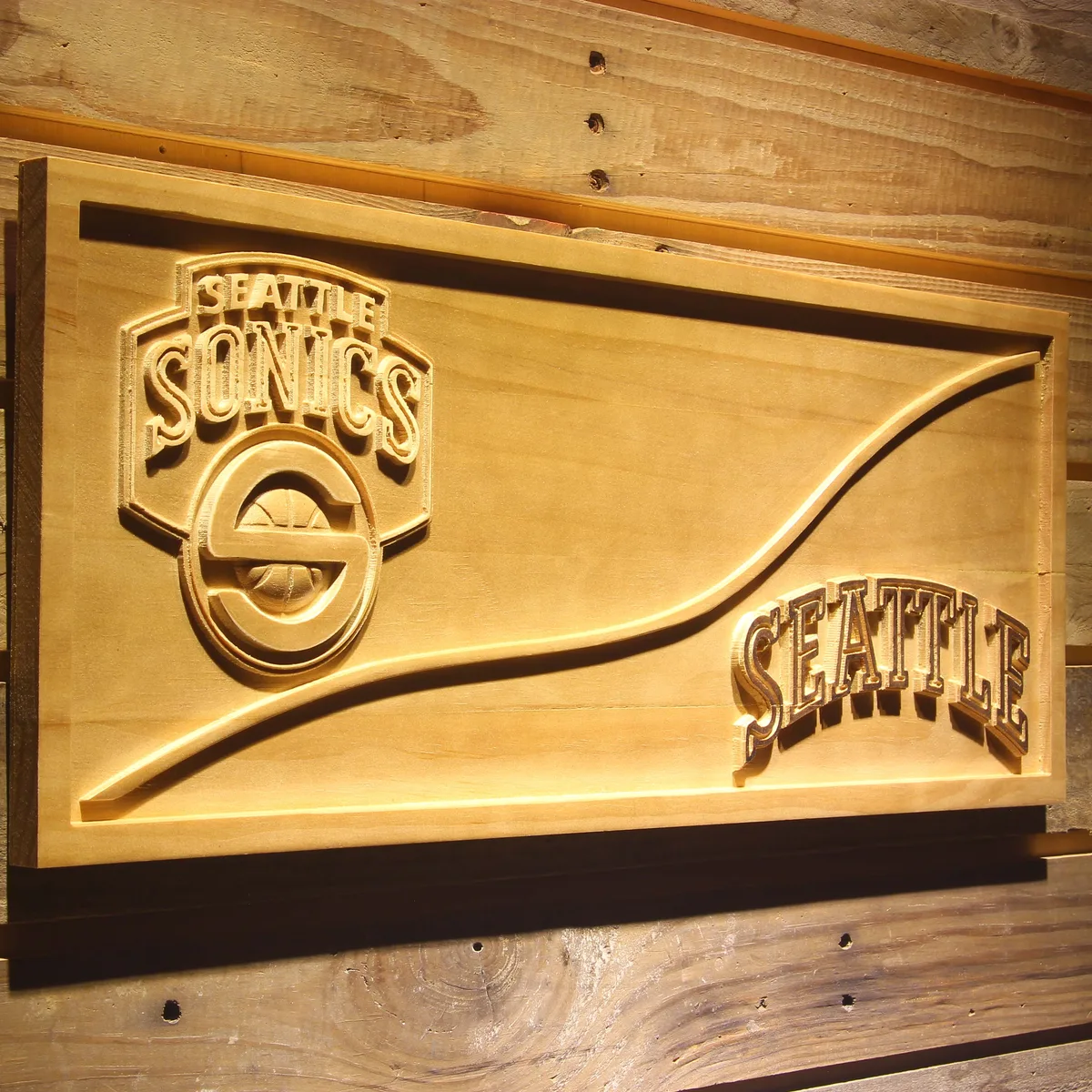 Seattle Sonics Split Wood Sign - Legacy Edition