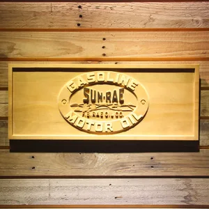 Sunrae Gasoline & Motor Oil Wood Sign