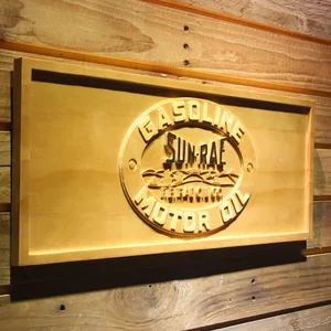 Sunrae Gasoline & Motor Oil Wood Sign