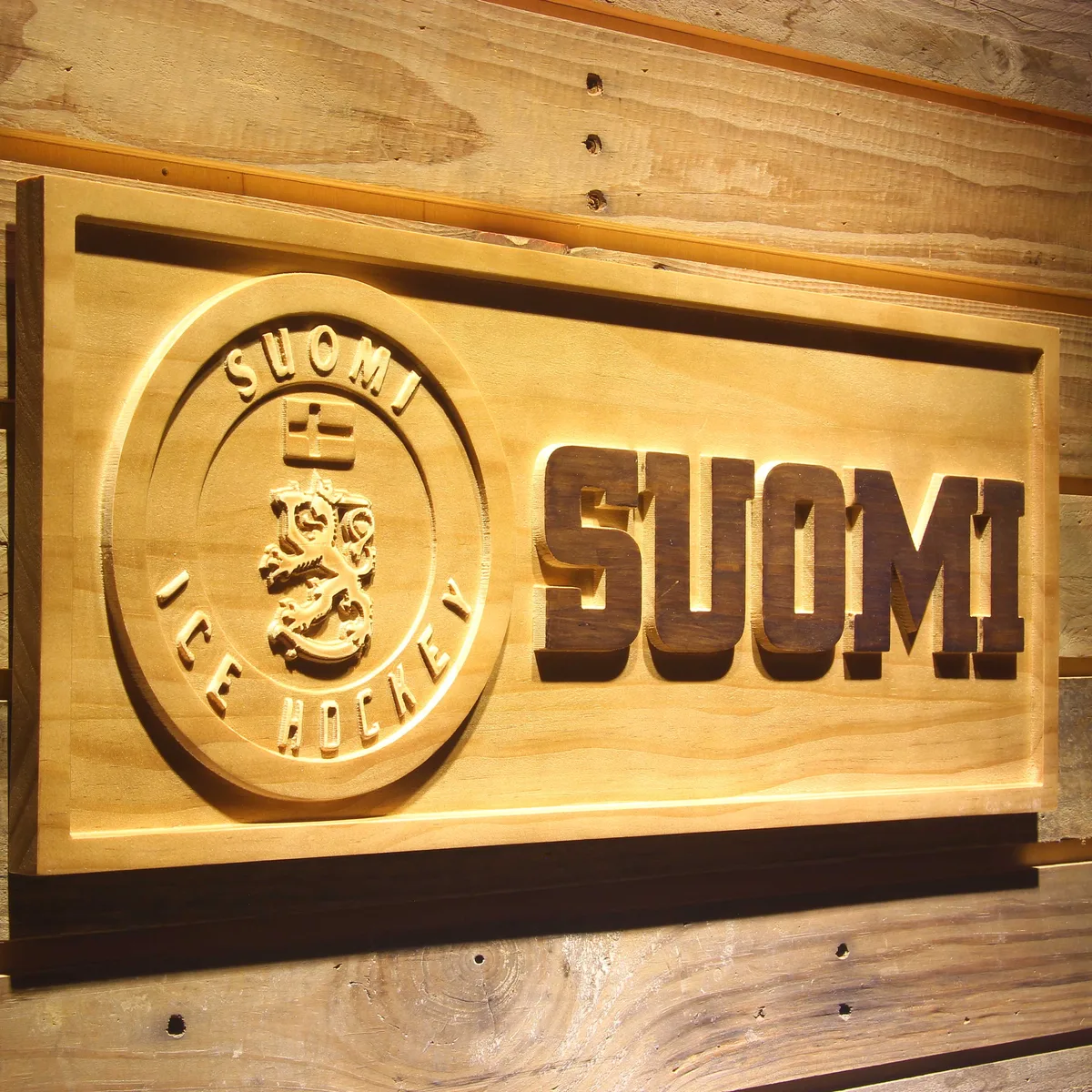 Suomi Ice Hockey Wood Sign