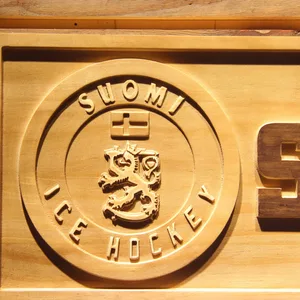 Suomi Ice Hockey Wood Sign
