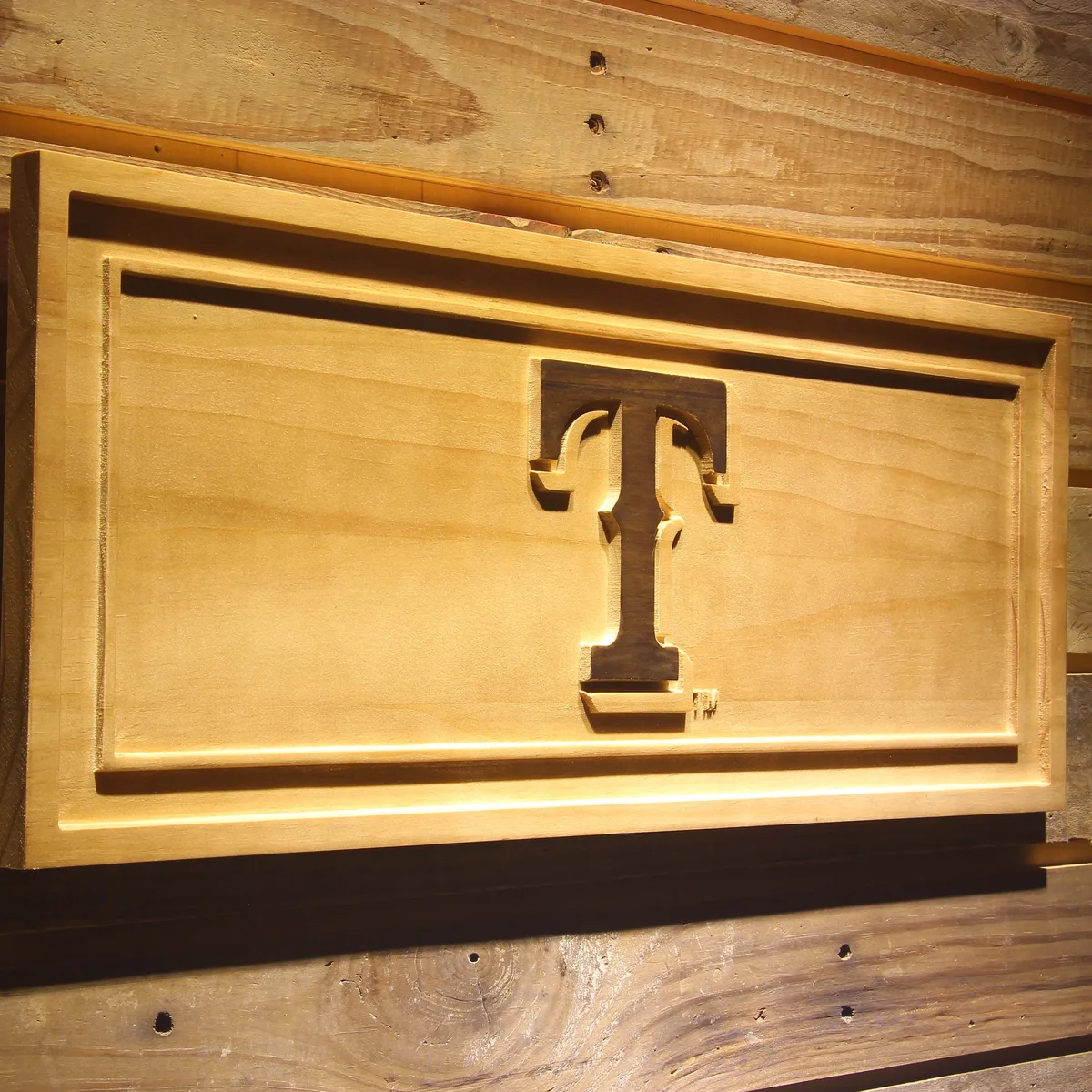 Texas Rangers T Logo Wood Sign