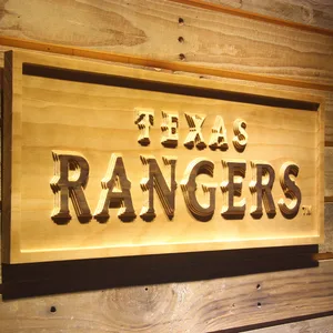 Texas Rangers Text Wood Sign