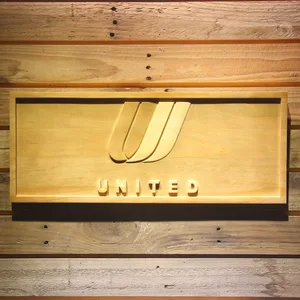 United Airlines Tulip Logo Wood Sign