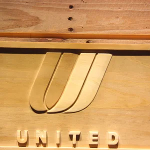 United Airlines Tulip Logo Wood Sign