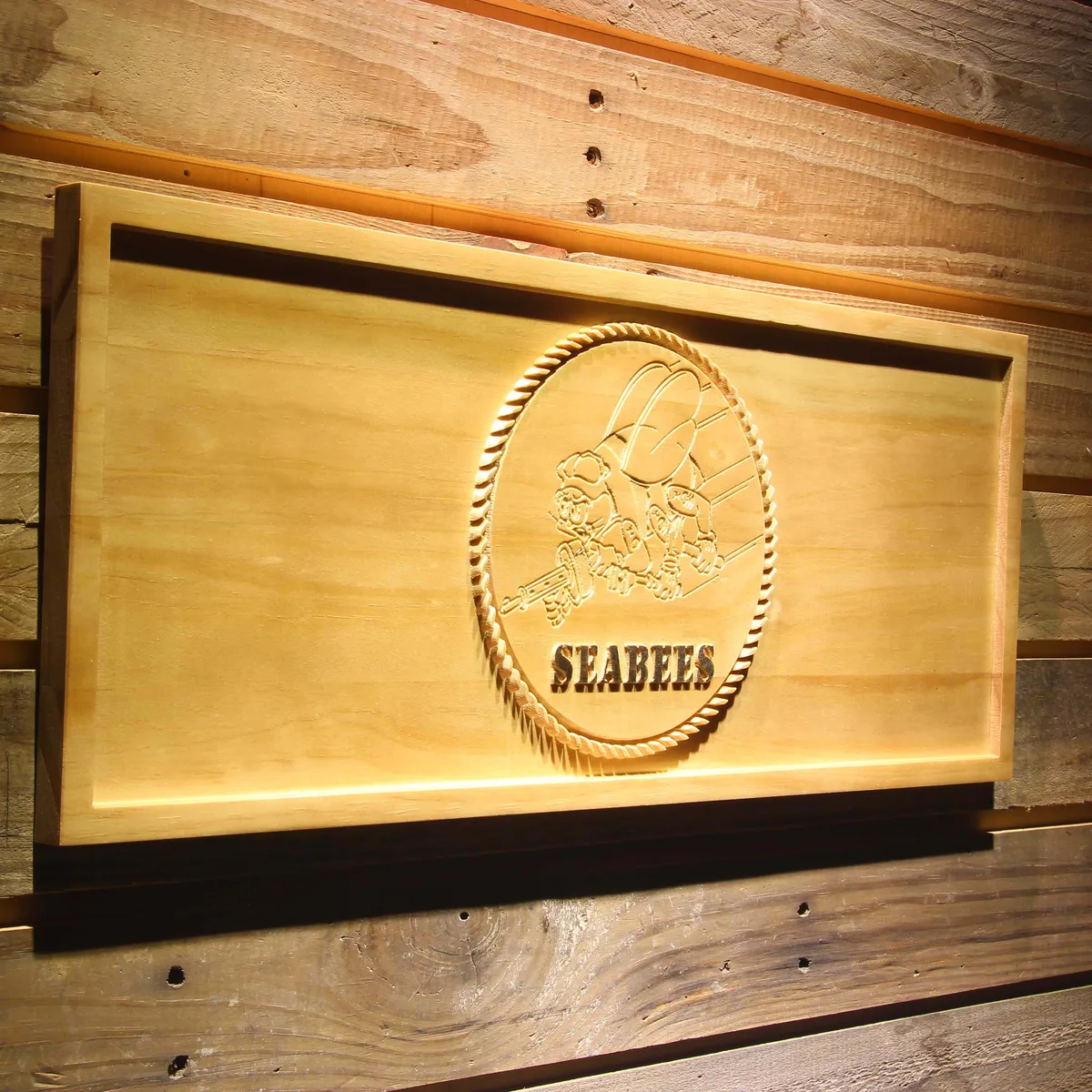 US Navy Seabees Wood Sign